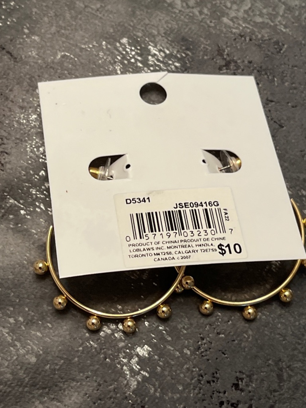 😍SHOW SPECIAL E14 NWT JOE FRESH Goldtone Round Hoop Fashion Earrings Gold Balls - Picture 4 of 6